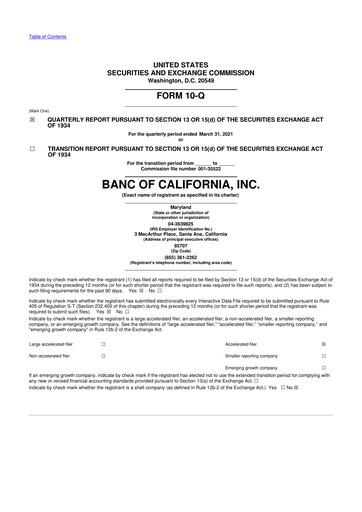 Thumbnail Banc of California 10-Q Quarterly Report FY2021 