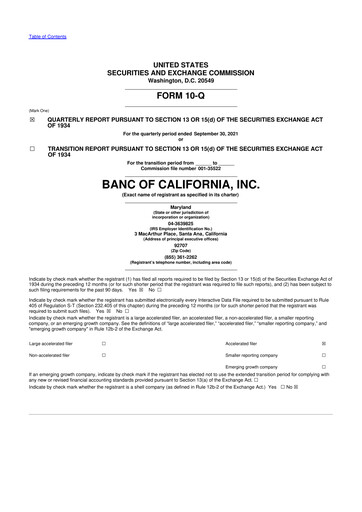 Thumbnail Banc of California 10-Q Quarterly Report FY2021 