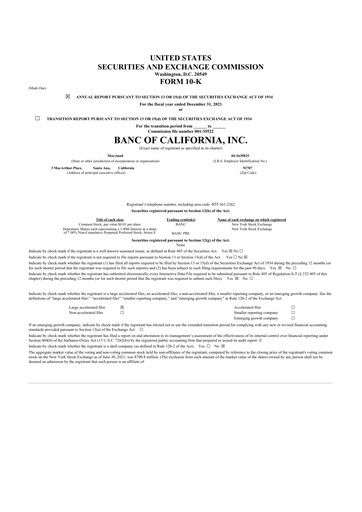 Thumbnail Banc of California 10-K Annual Report 2021