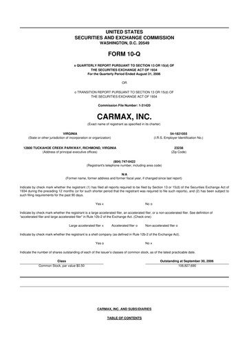 Miniature CarMax
 10-Q Rapport trimestriel  