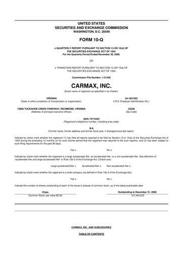 Miniature CarMax
 10-Q Rapport trimestriel  