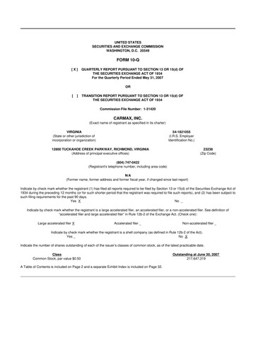 Miniature CarMax
 10-Q Rapport trimestriel  