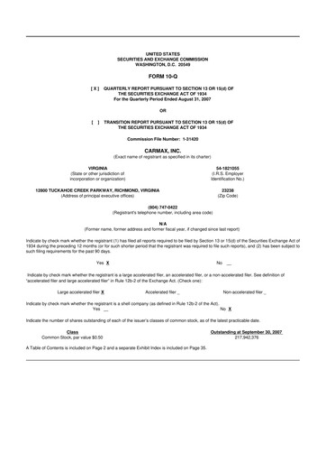 Miniature CarMax
 10-Q Rapport trimestriel  