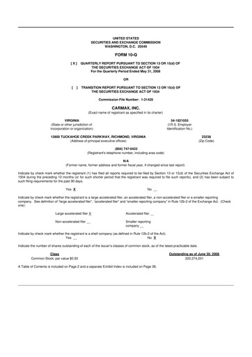 Miniature CarMax
 10-Q Rapport trimestriel  