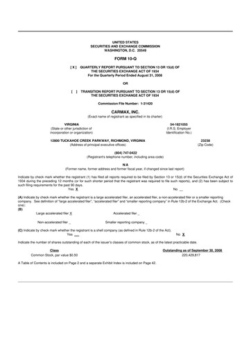 Miniature CarMax
 10-Q Rapport trimestriel  