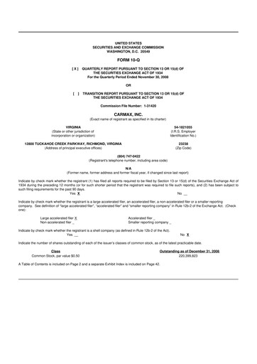 Miniature CarMax
 10-Q Rapport trimestriel  
