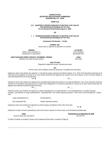 Miniature CarMax
 10-Q Rapport trimestriel  