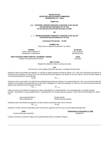 Miniature CarMax
 10-Q Rapport trimestriel  
