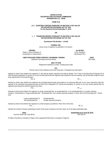 Miniature CarMax
 10-Q Rapport trimestriel  