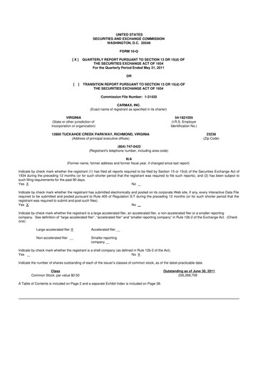 Miniature CarMax
 10-Q Rapport trimestriel 2012 