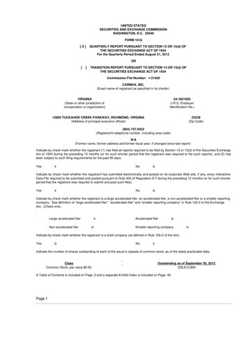 Miniature CarMax
 10-Q Rapport trimestriel 2013 