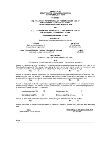 Miniature CarMax
 10-Q Rapport trimestriel 2015 