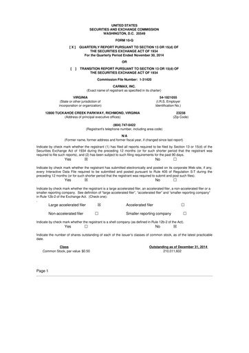 Miniature CarMax
 10-Q Rapport trimestriel 2015 
