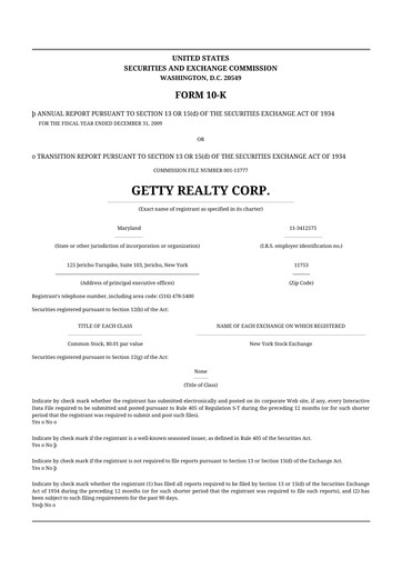 Thumbnail Getty Realty 10-K Annual Report 