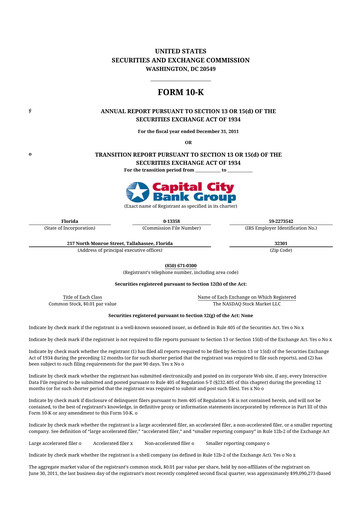 Thumbnail Capital City Bank Group
 10-K Annual Report 2011