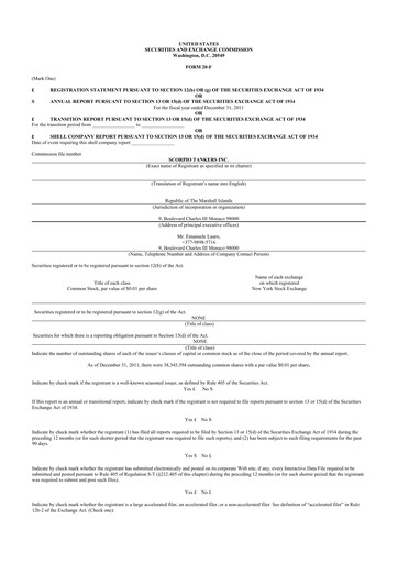 Thumbnail Scorpio Tankers
 20-F Annual Report 