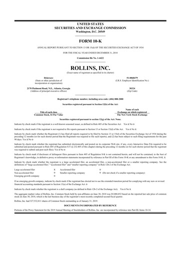 Thumbnail Rollins 10-K Annual Report 2018