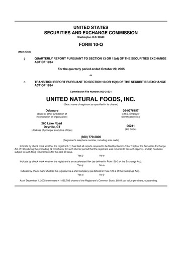 Thumbnail United Natural Foods
 10-Q Quarterly Report FY 