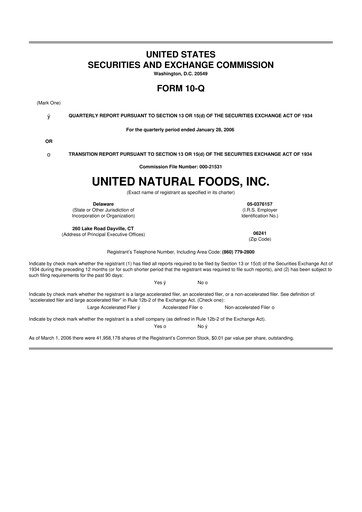 Thumbnail United Natural Foods
 10-Q Quarterly Report FY 