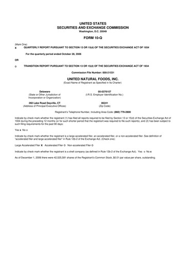 Thumbnail United Natural Foods
 10-Q Quarterly Report FY 