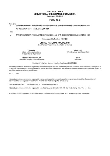 Thumbnail United Natural Foods
 10-Q Quarterly Report FY 