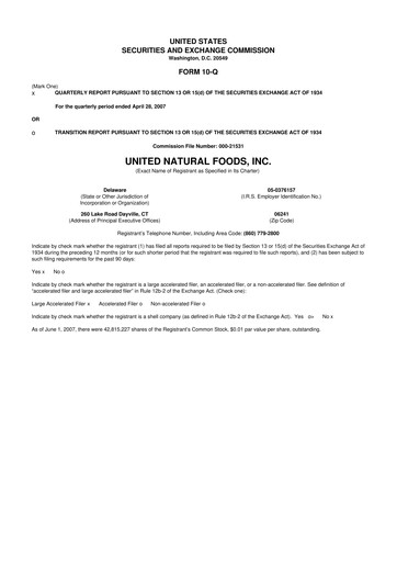 Thumbnail United Natural Foods
 10-Q Quarterly Report FY 