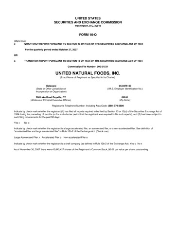 Thumbnail United Natural Foods
 10-Q Quarterly Report FY 