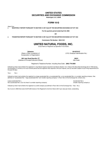 Thumbnail United Natural Foods
 10-Q Quarterly Report FY 