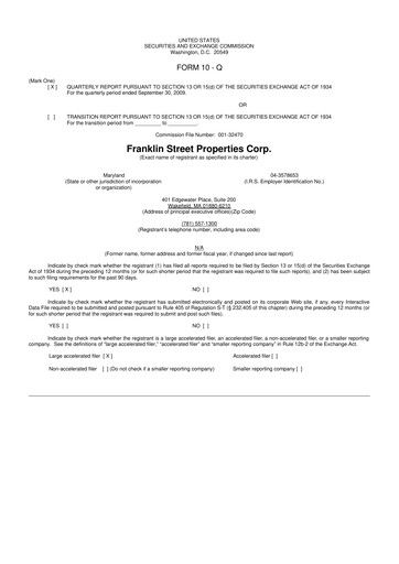 Miniature Franklin Street Properties 10-Q Rapport trimestriel  