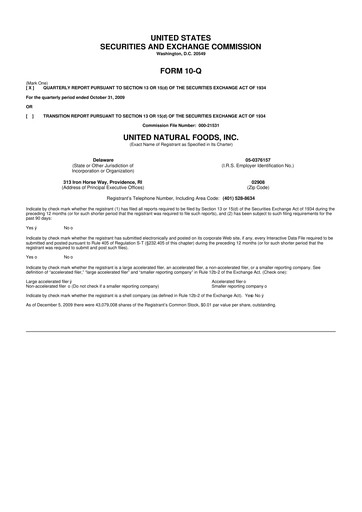 Thumbnail United Natural Foods
 10-Q Quarterly Report FY 