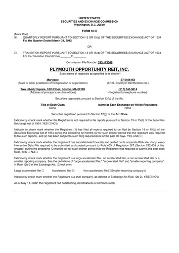 Thumbnail Plymouth Industrial REIT 10-Q Quarterly Report FY2012 