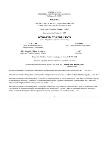 Thumbnail Sono-Tek Corporation 10-K Annual Report 2011