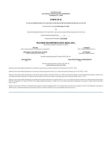 Thumbnail Plymouth Industrial REIT 10-K Annual Report 2013