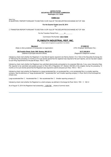 Thumbnail Plymouth Industrial REIT 10-Q Quarterly Report FY2014 