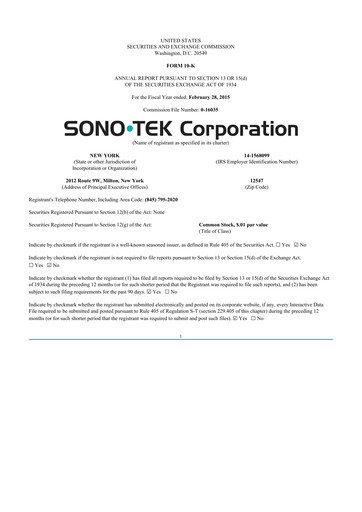 Thumbnail Sono-Tek Corporation 10-K Annual Report 2015