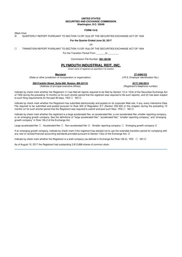 Thumbnail Plymouth Industrial REIT 10-Q Quarterly Report FY2017 