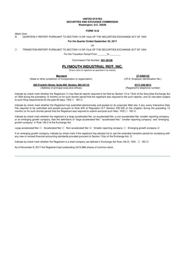 Thumbnail Plymouth Industrial REIT 10-Q Quarterly Report FY2017 