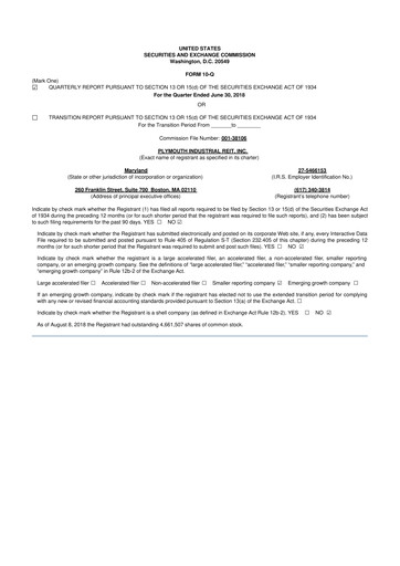 Thumbnail Plymouth Industrial REIT 10-Q Quarterly Report FY2018 