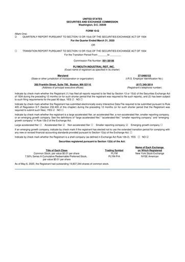 Thumbnail Plymouth Industrial REIT 10-Q Quarterly Report FY2020 