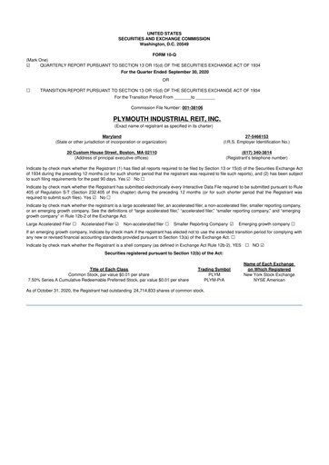 Thumbnail Plymouth Industrial REIT 10-Q Quarterly Report FY2020 