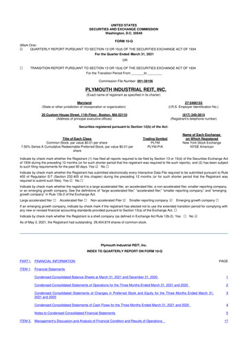 Thumbnail Plymouth Industrial REIT 10-Q Quarterly Report FY2021 