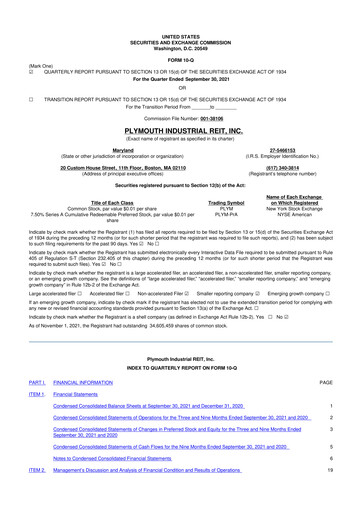 Thumbnail Plymouth Industrial REIT 10-Q Quarterly Report FY2021 