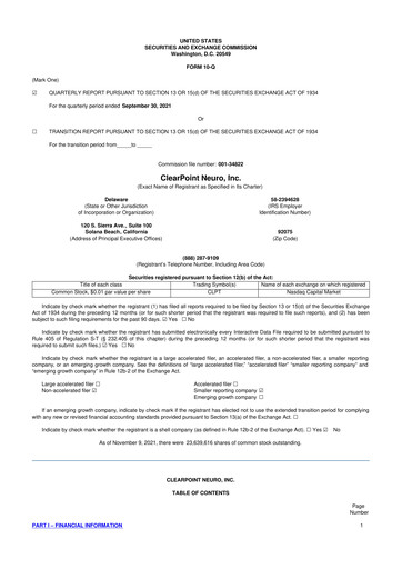 Miniature ClearPoint Neuro 10-Q Rapport trimestriel 2021 