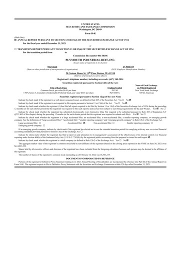 Thumbnail Plymouth Industrial REIT 10-K Annual Report 2021