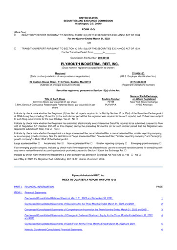 Thumbnail Plymouth Industrial REIT 10-Q Quarterly Report FY2021 