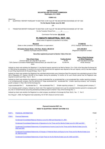 Thumbnail Plymouth Industrial REIT 10-Q Quarterly Report FY2022 