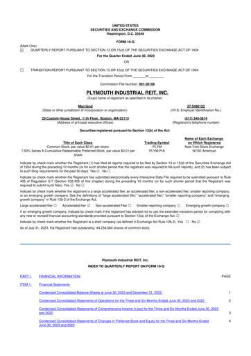 Thumbnail Plymouth Industrial REIT 10-Q Quarterly Report FY2023 