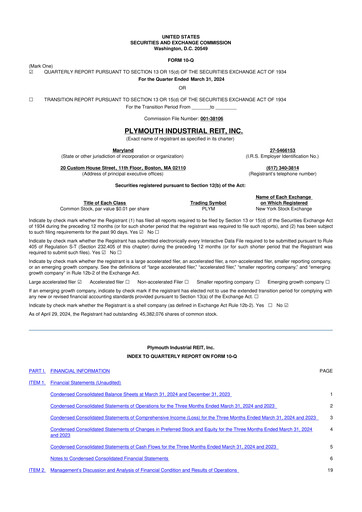 Thumbnail Plymouth Industrial REIT 10-Q Quarterly Report FY2024 