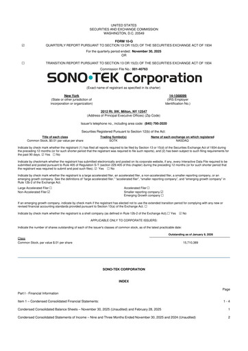 Thumbnail Sono-Tek Corporation 10-Q Quarterly Report FY 