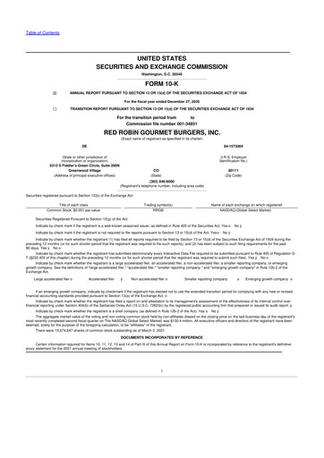 Thumbnail Red Robin
 10-K Annual Report 